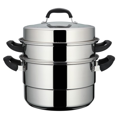 Big capacity fine polishing durable pots with  tempered glass lid with stainless steel rim 32cm steamer