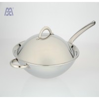 Hot sale stainless steel cookware 3-ply wok with cover for kitchen( 35cm )