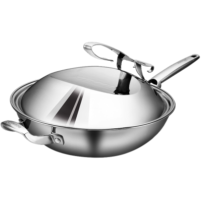 Wok Pan Chinese Stainless Steel Induction Non Stick Sets Kitchen Steamer Woks